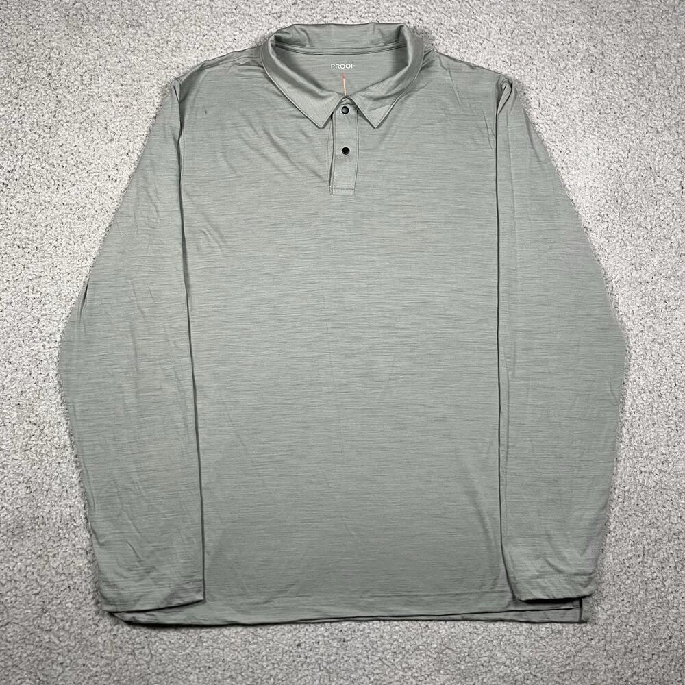 Proof Huckberry Polo Shirt Mens XL Gray Long Sleeve Performance Stretch Outdoors